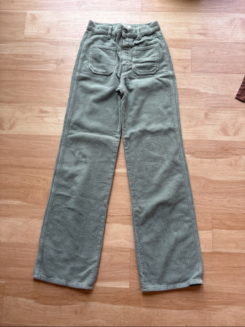 Reformation Alyssa High-Rise Wide Leg Sage Green Corduroy Pants